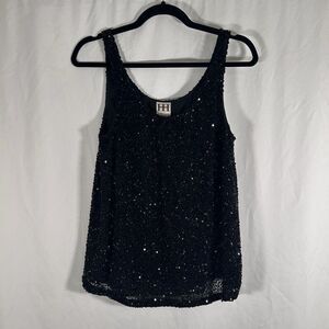 Haute Hippie Tank Top Women's Small Black Silk Sequin Sleeveless Dry Clean